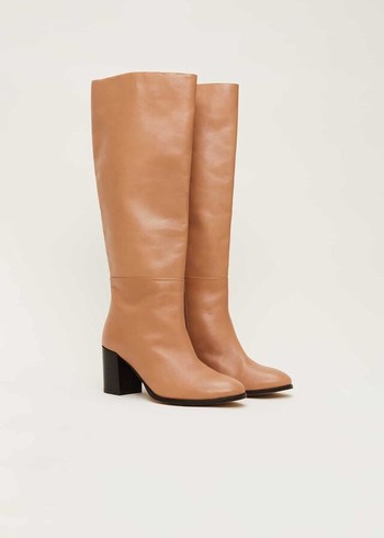 Phase Eight Leather Knee High Boots Brown USA | 5738021-ST